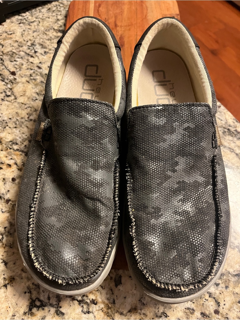 Hey Dude Dark Gray Camo Men’s Slip-On Casual Shoes Size 10